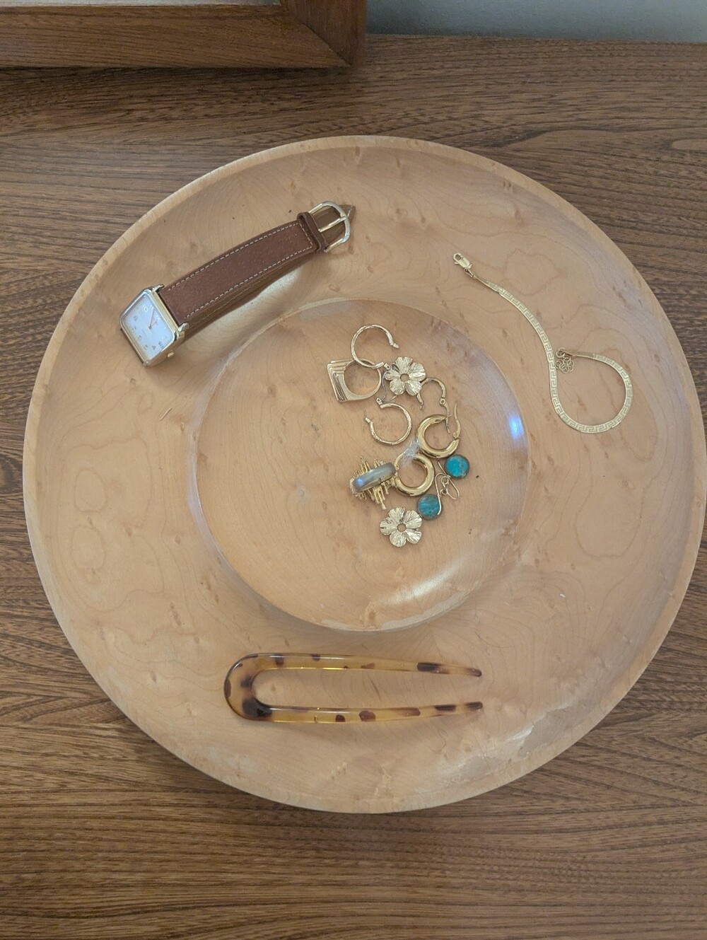 Vintage 60s Birdseye Maple Hand Turned Tray By Leavitt's PEI